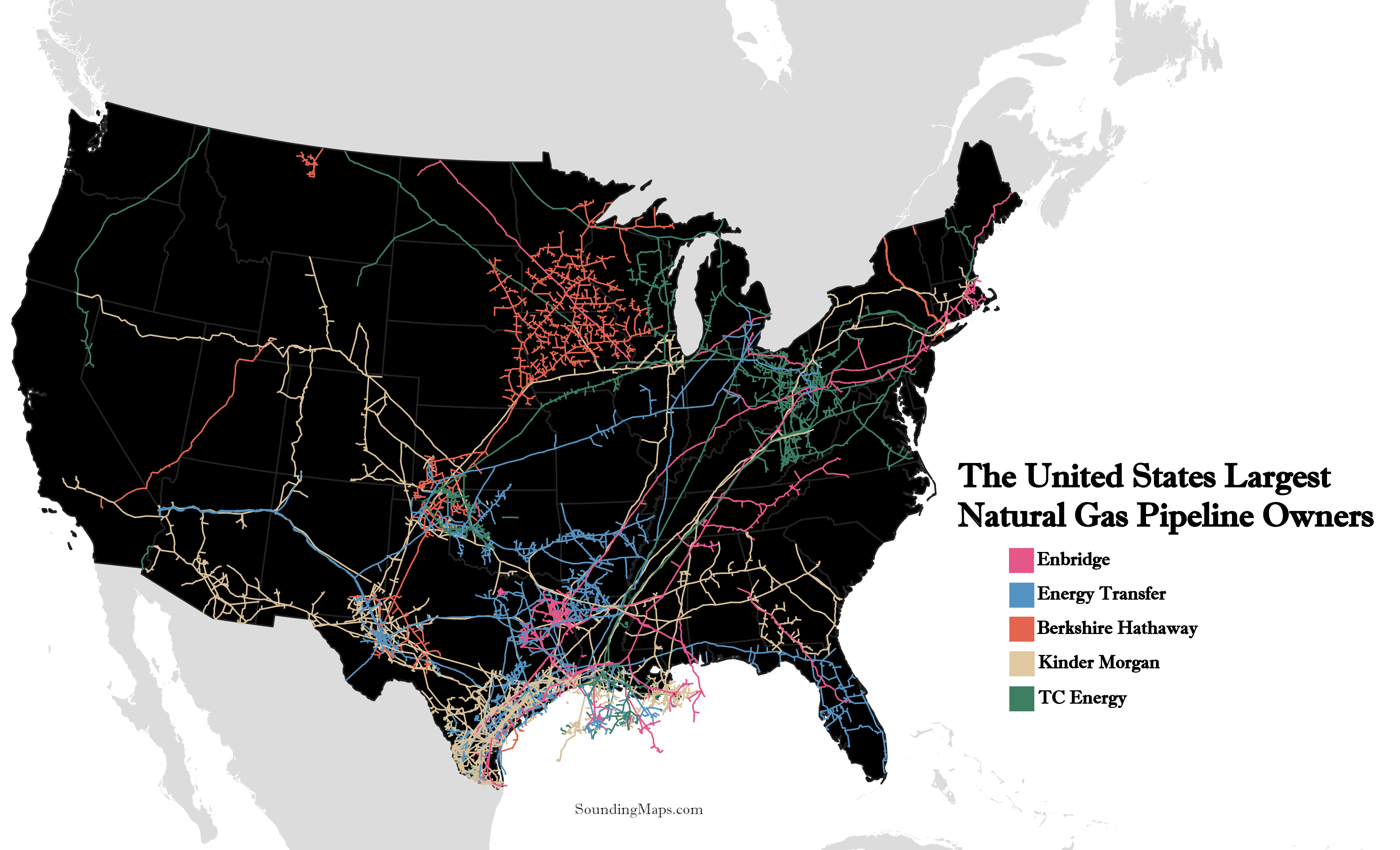 Largest Natural Gas Pipeline Companies In The US Sounding Maps   Natural Gas Pipelines Us 1 