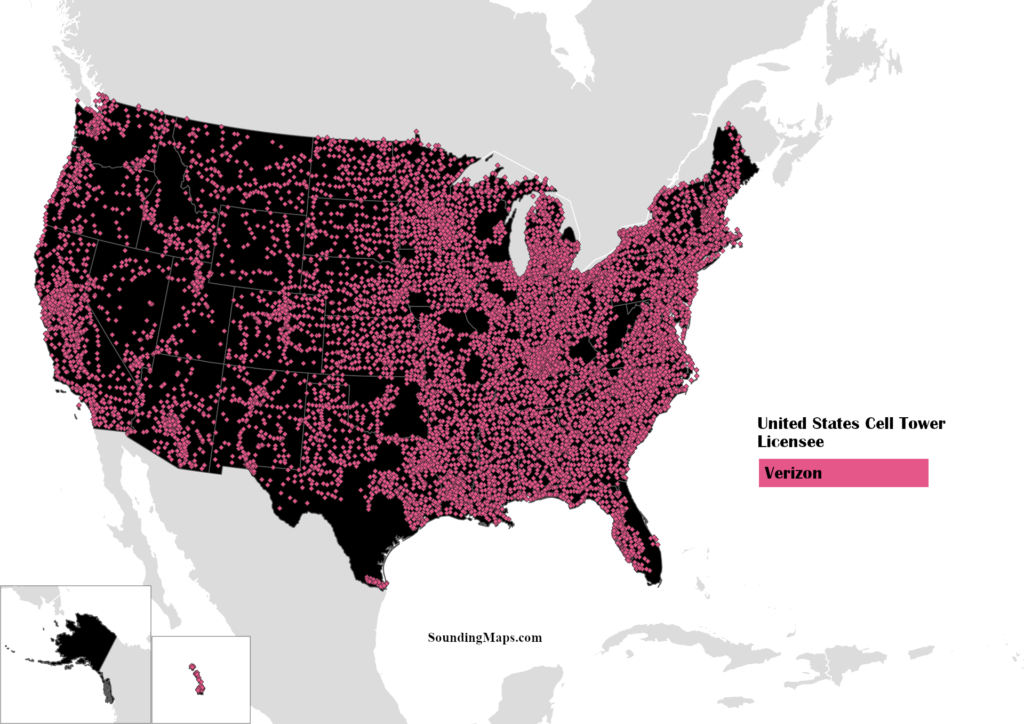Map of Verizon Cell Towers USA