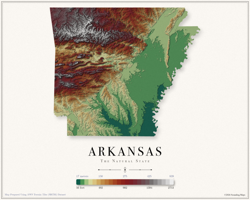 Arkansas Elevation Map