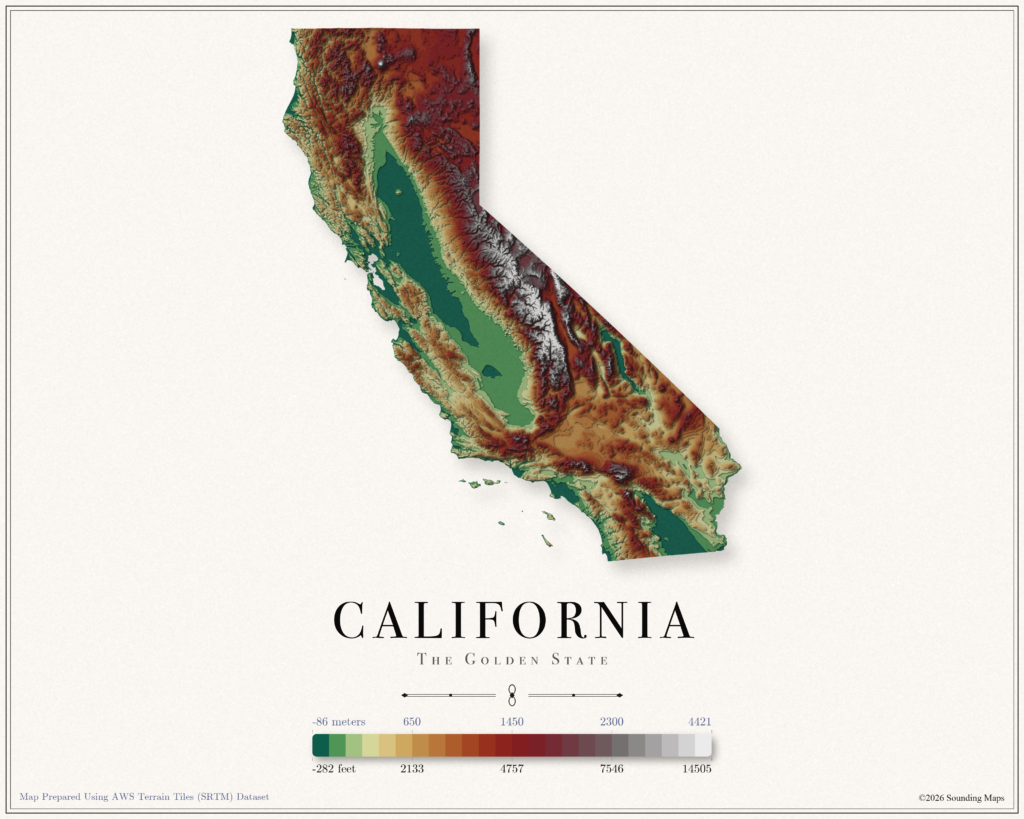 California Elevation Map