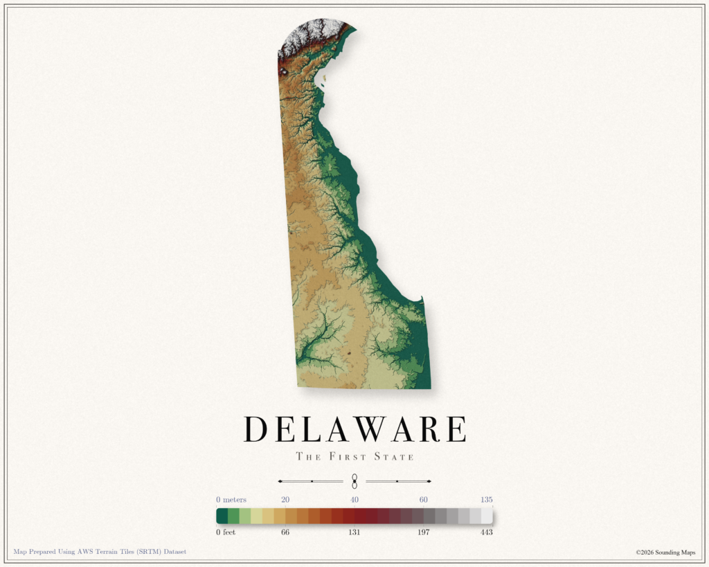 Delaware elevation map