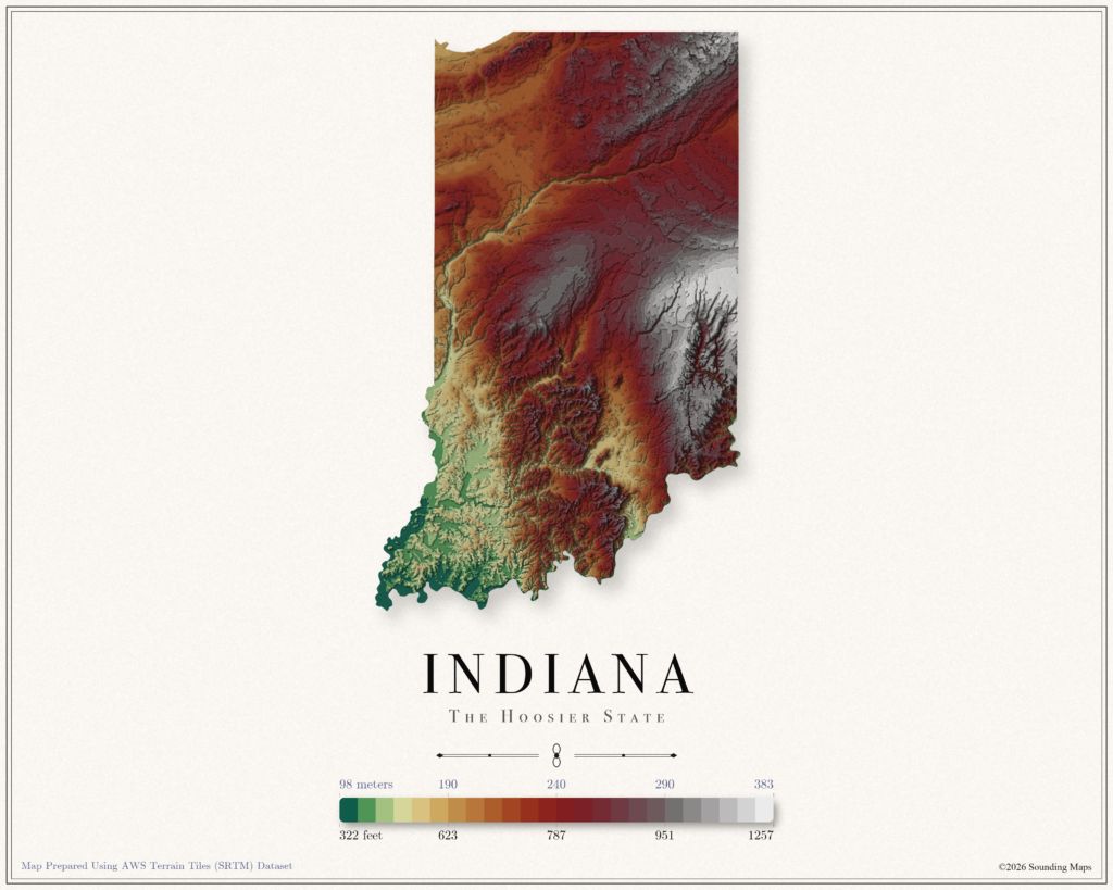 Indiana Elevation Map