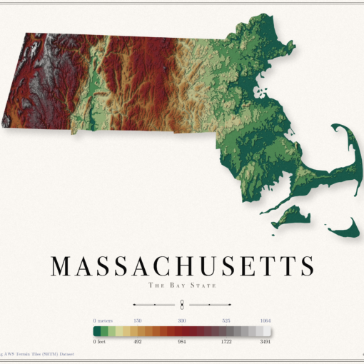 Massachusetts Elevation Map