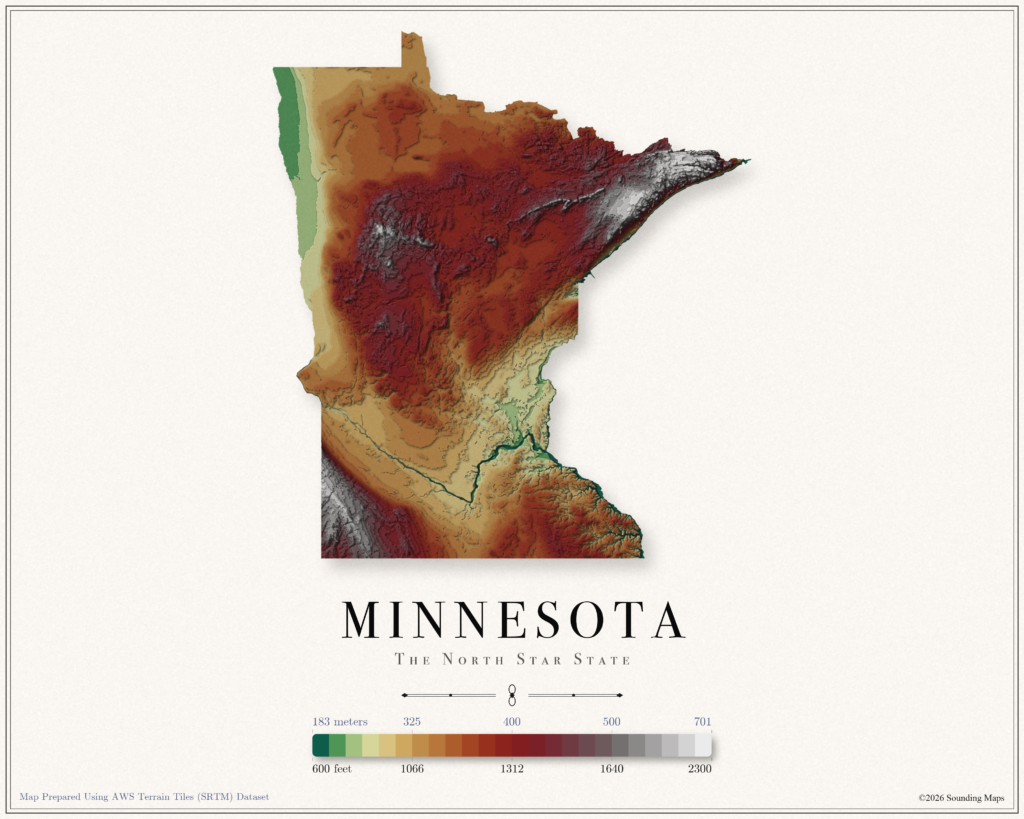 Minnesota Elevation Map