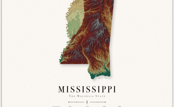 Mississippi Elevation Map