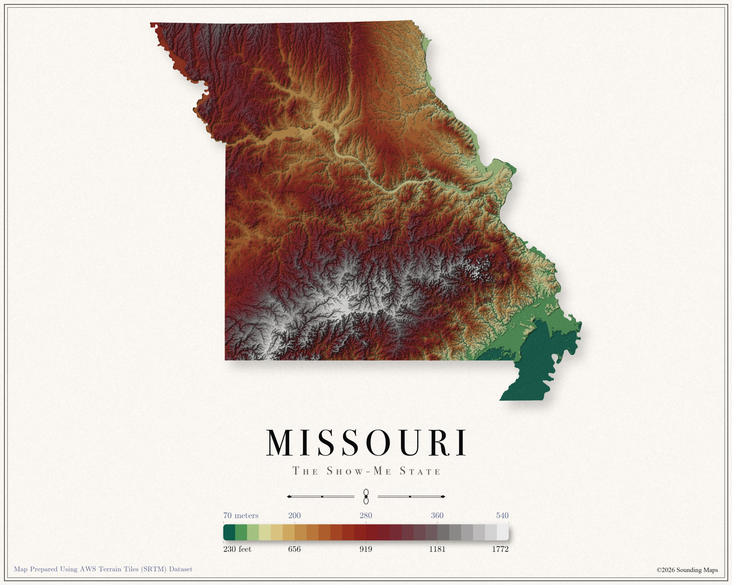 Missouri Elevation Map