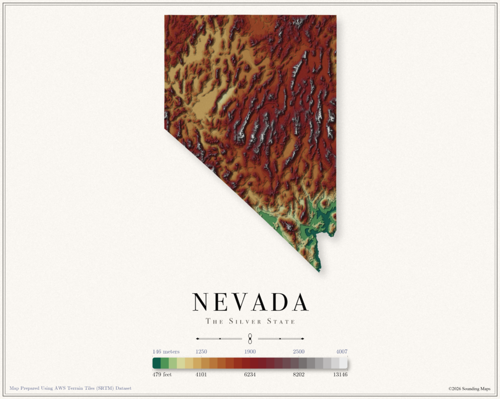 Nevada Elevation Map
