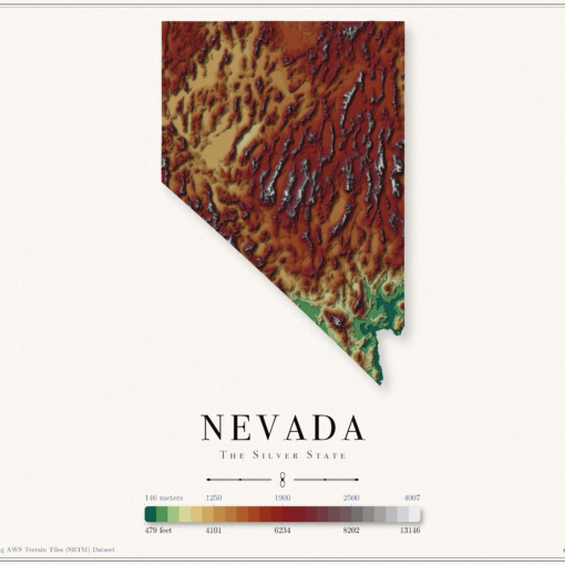 Nevada Elevation Map