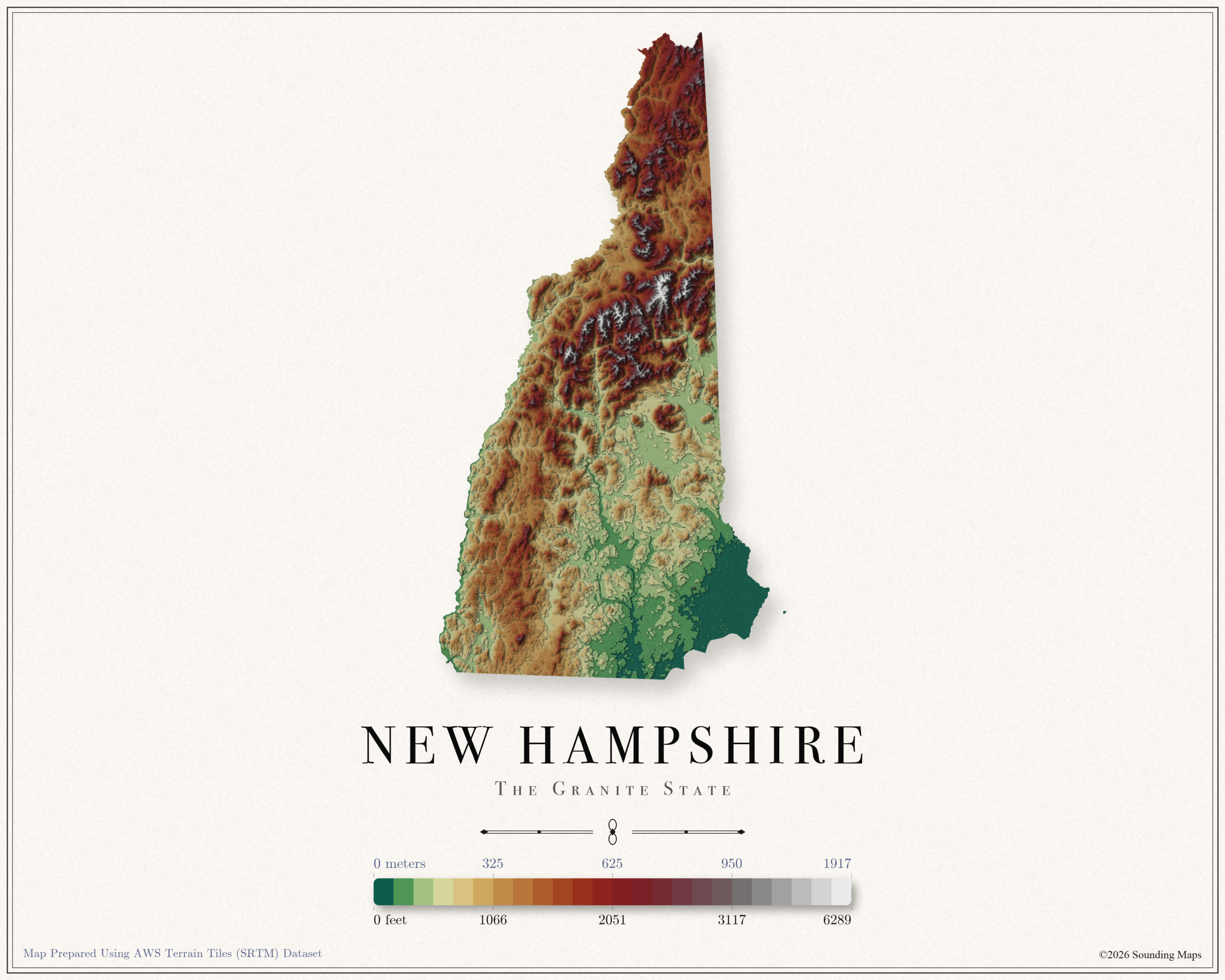 New Hampshire Elevation Map