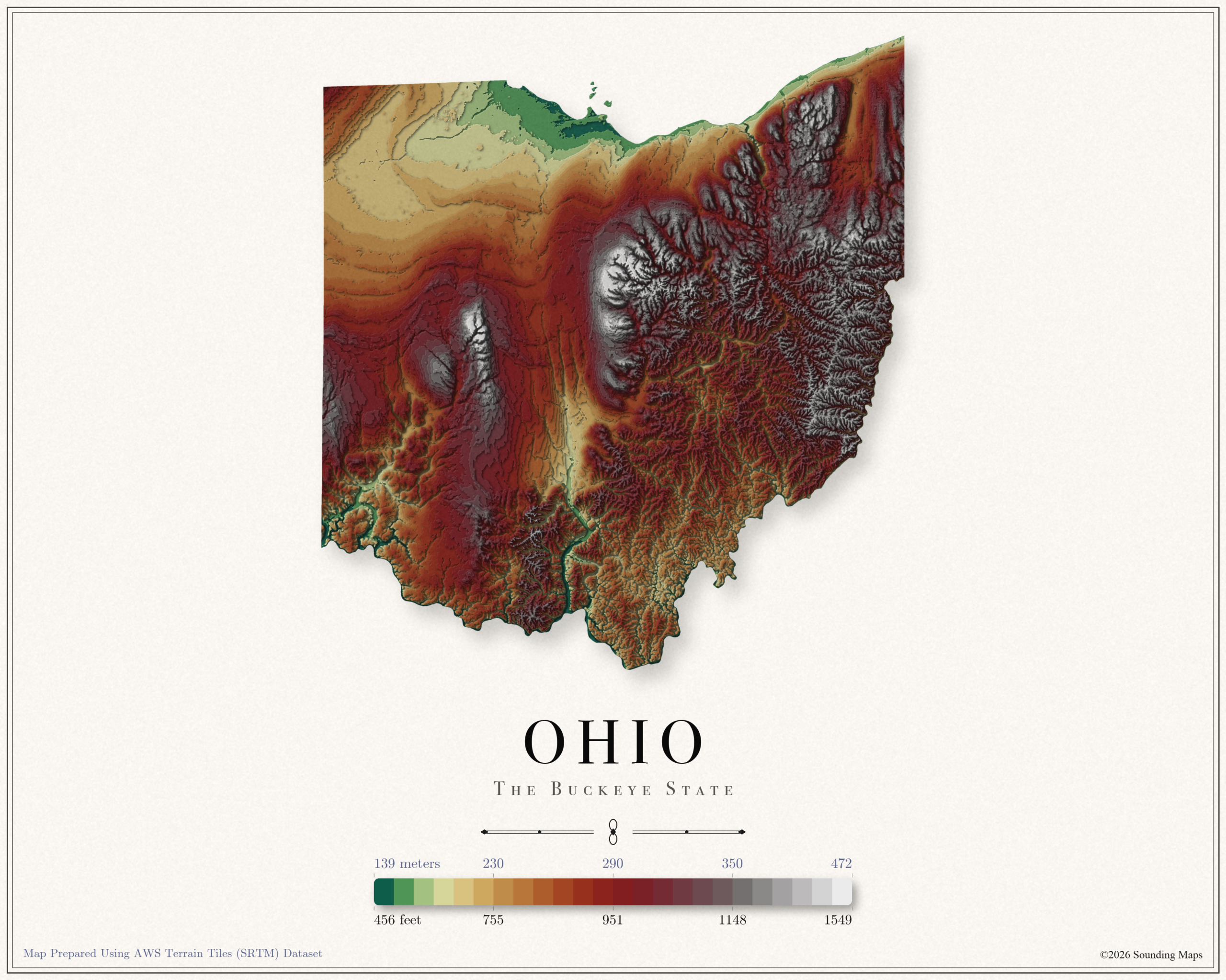 Ohio Elevation Map