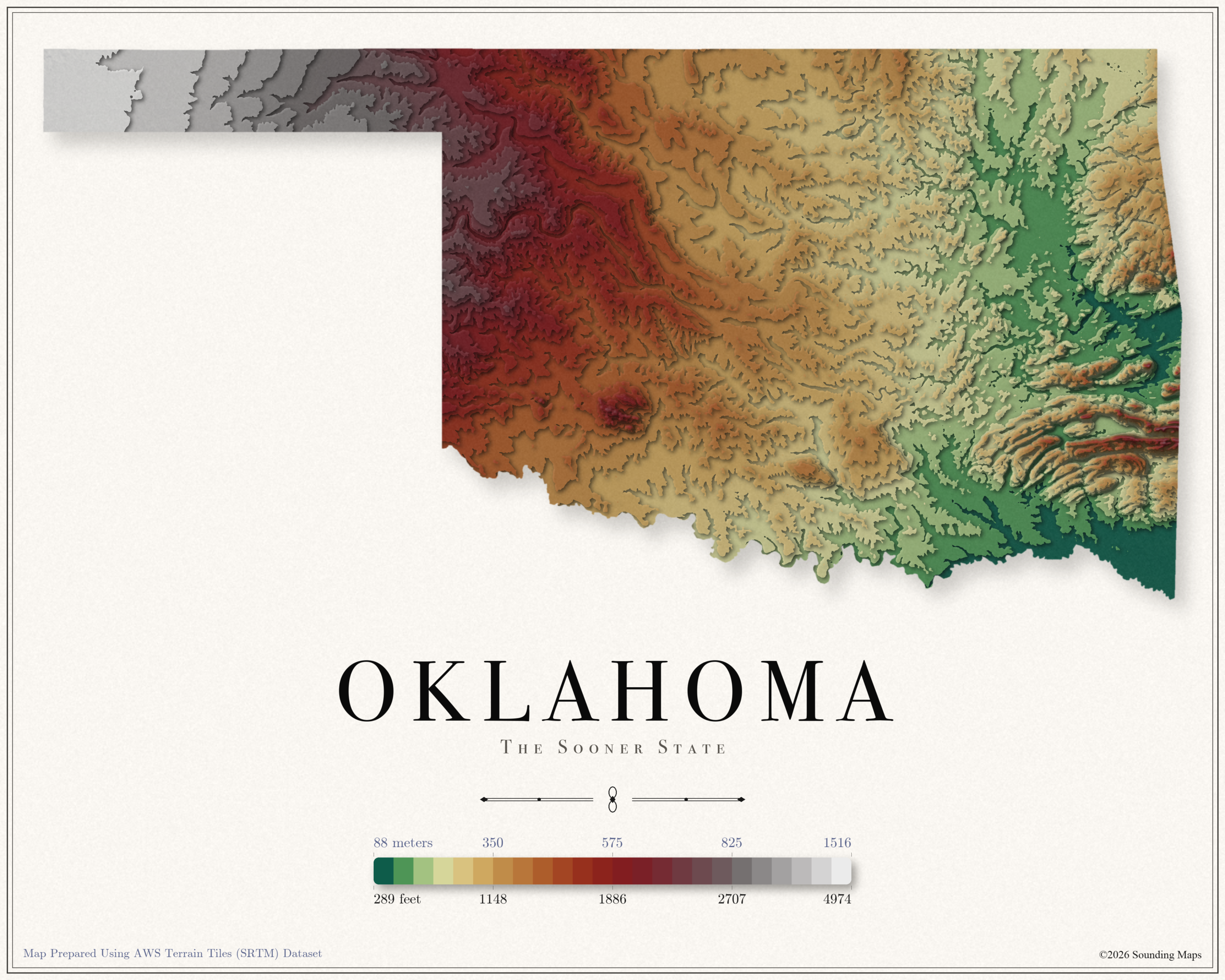 Oklahoma Elevation Map
