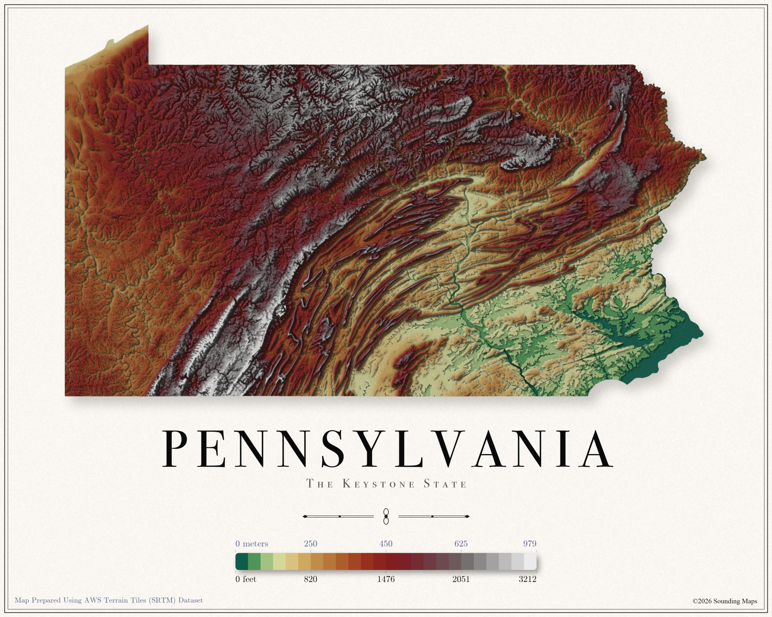 Pennsylvania Elevation Map