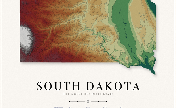 South Dakota Elevation Map