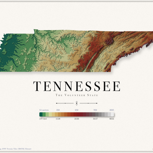Tennessee Elevation Map
