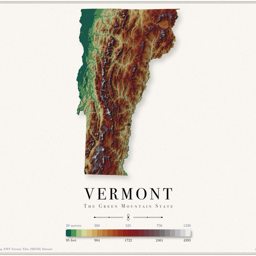 Vermont Elevation Map