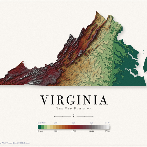 Virginia Elevation Map