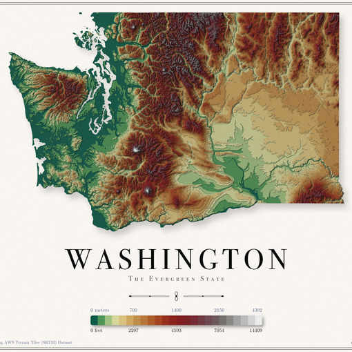 Washington Elevation Map