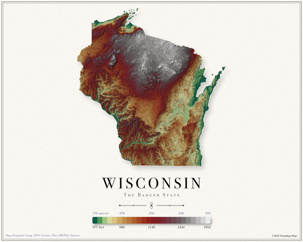 Wisconsin Elevation Map
