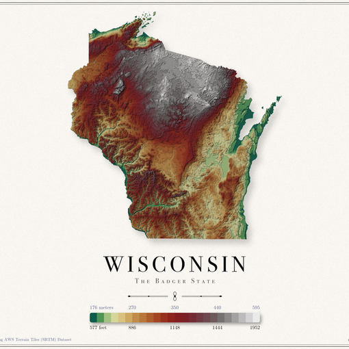 Wisconsin Elevation Map