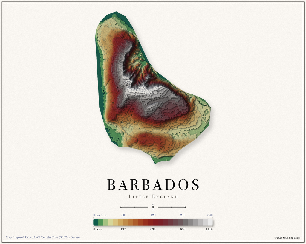 Barbados Elevation Map