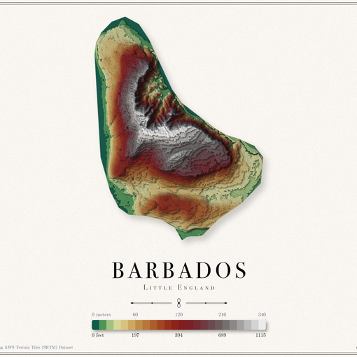 Barbados Elevation Map