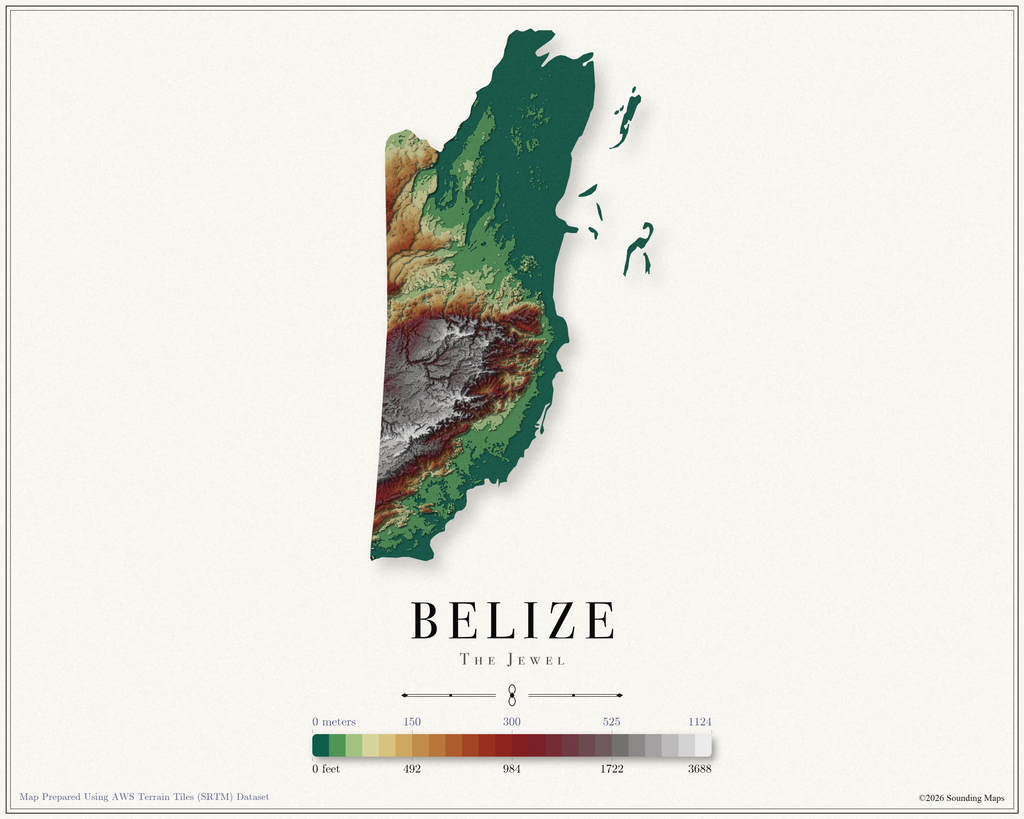 Belize Elevation Map