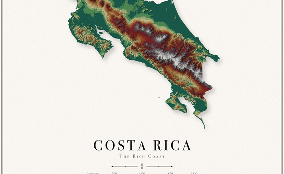 Costa Rica Elevation Map