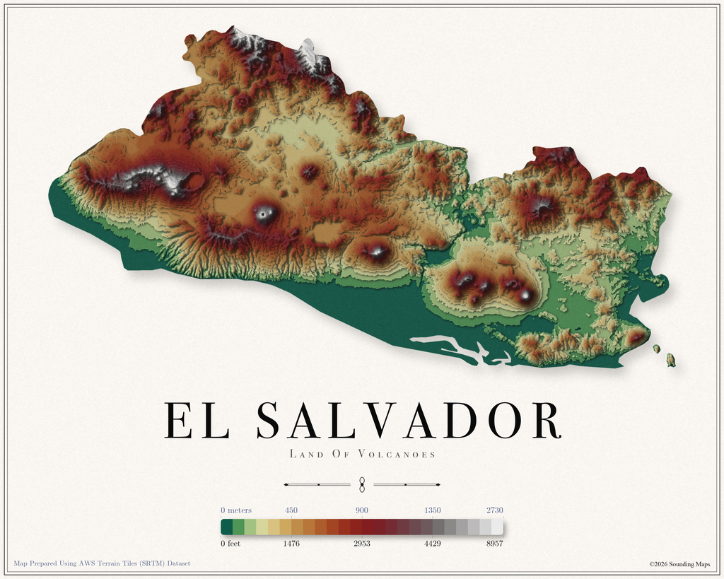 El Salvador Elevation Map