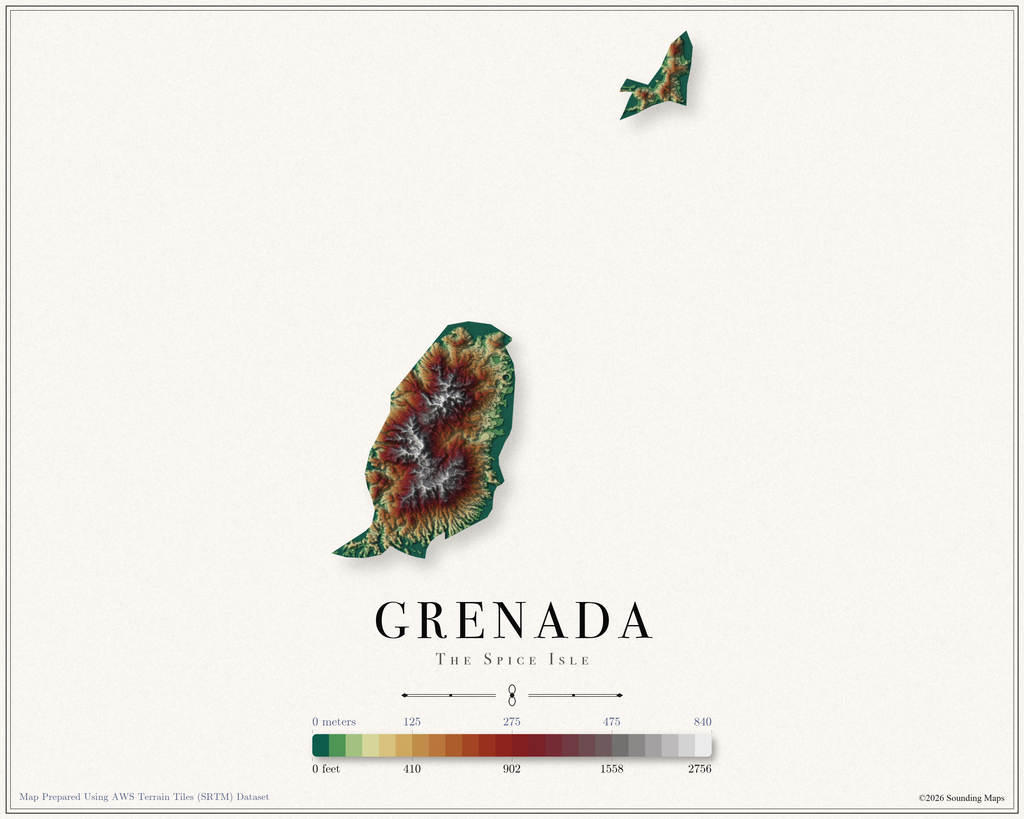 Grenada Elevation Map