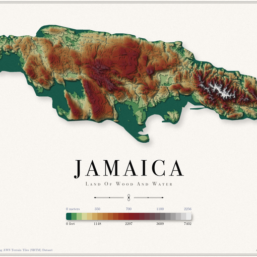Jamaica Elevation Map