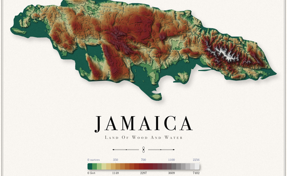 Jamaica Elevation Map