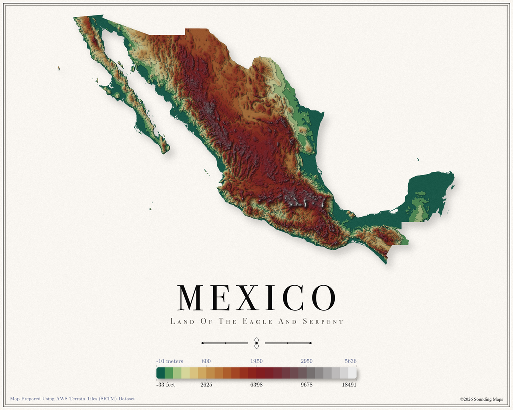 Mexico Elevation Map