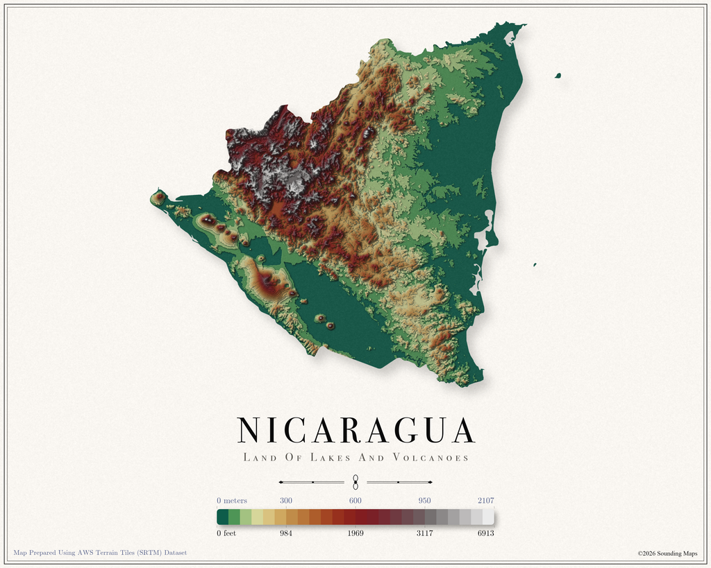 Nicaragua Elevation Map