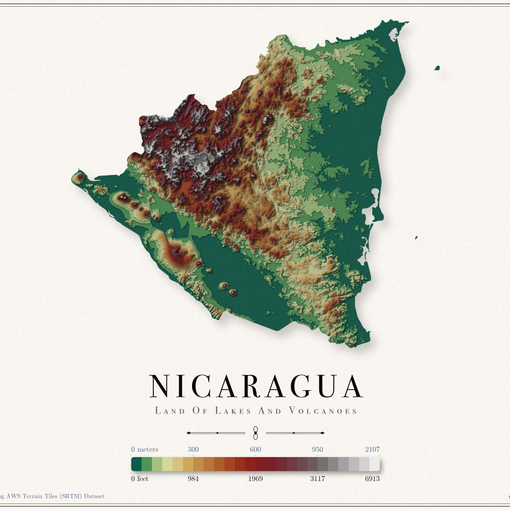 Nicaragua Elevation Map