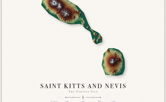 Saint Kitts and Nevis Elevation Map