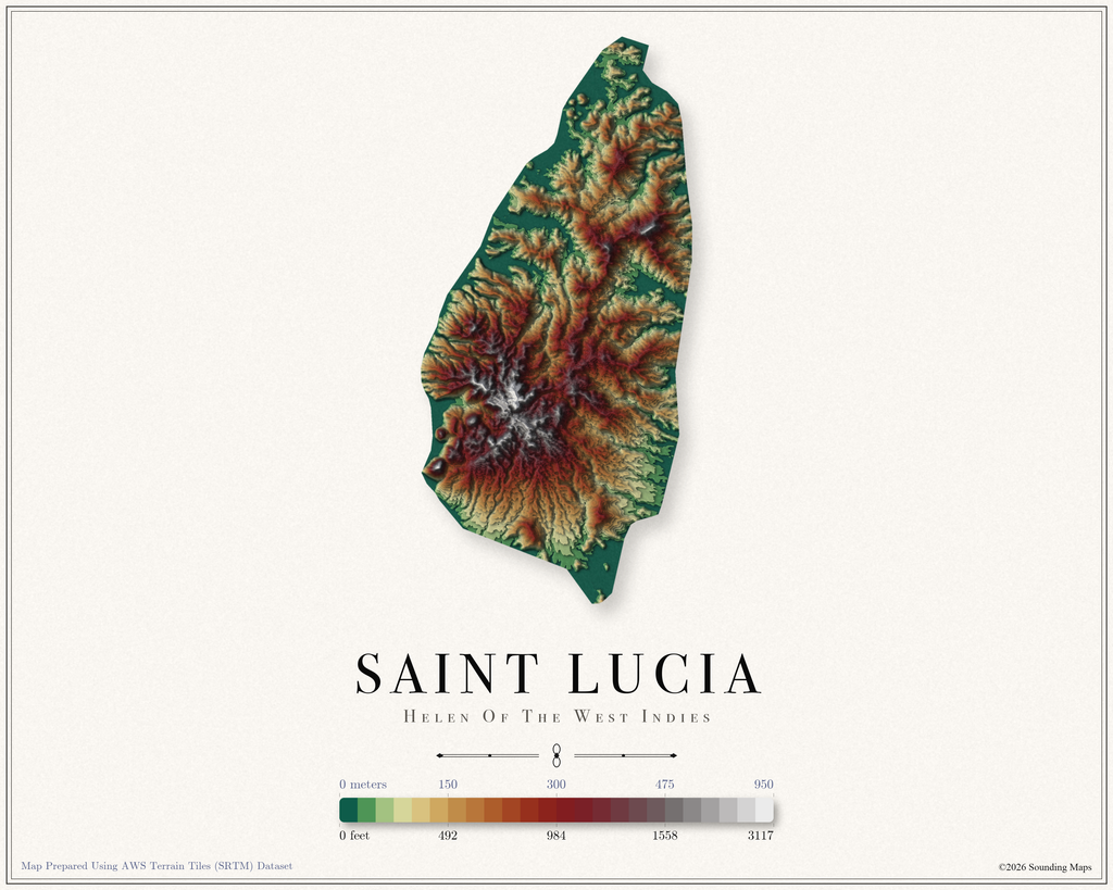 Saint Lucia Elevation Map