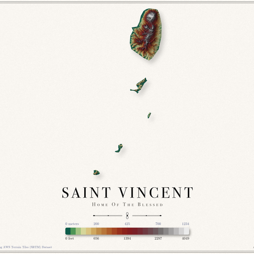 Saint Vincent Elevation Map