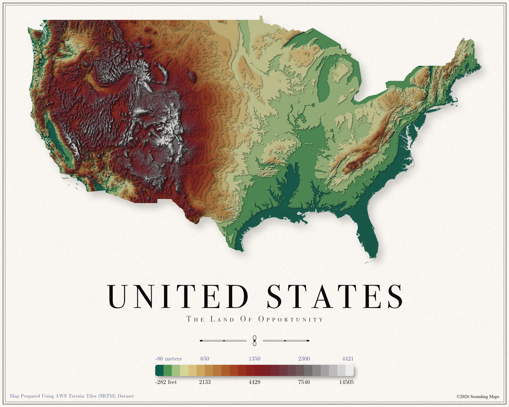 USA elevation map