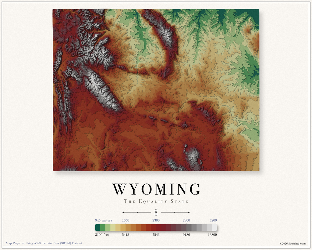 Wyoming Elevation Map