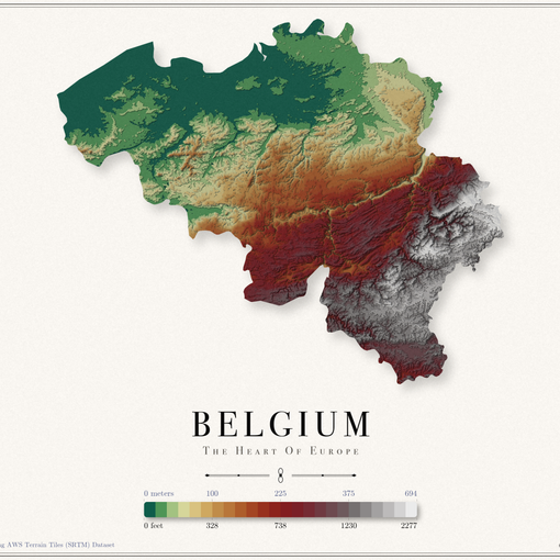 Belgium Elevation Map