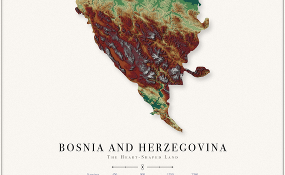 Bosnia and Herzegovina Elevation Map