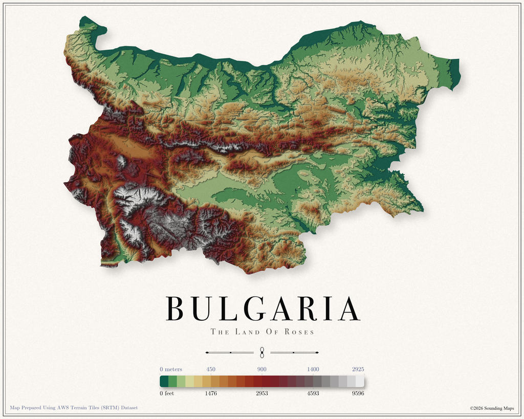 Bulgaria Elevation Map