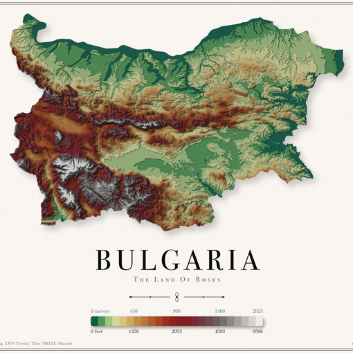 Bulgaria Elevation Map