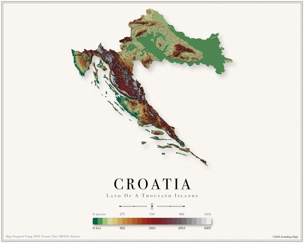 Croatia Elevation Map