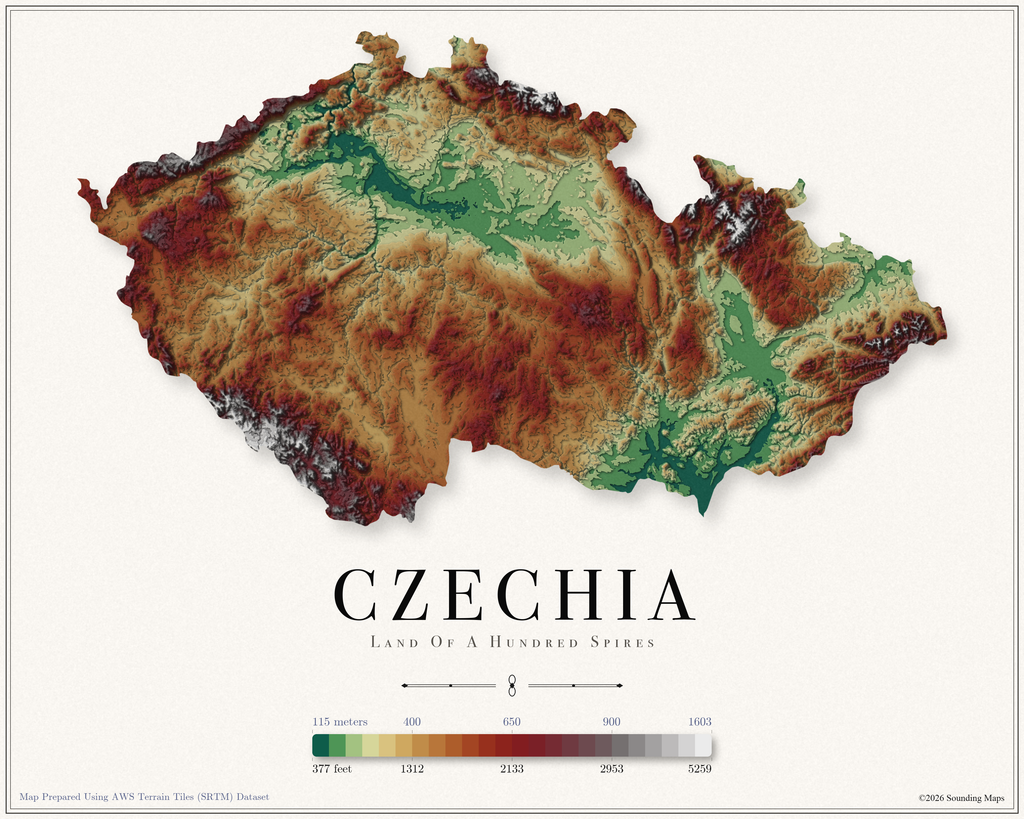 Czechia Elevation Map