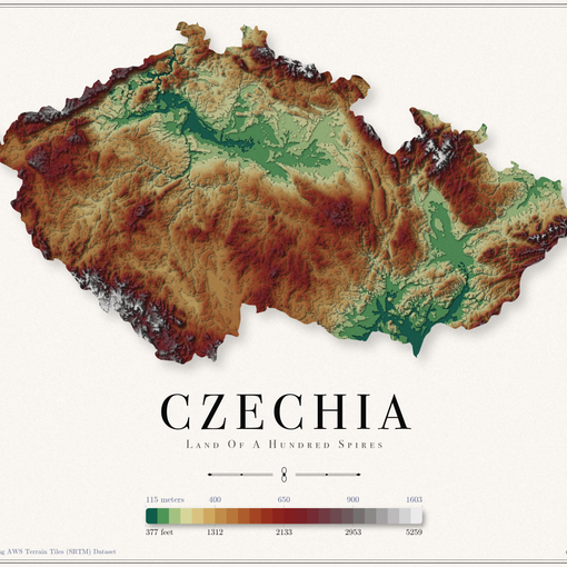 Czechia Elevation Map