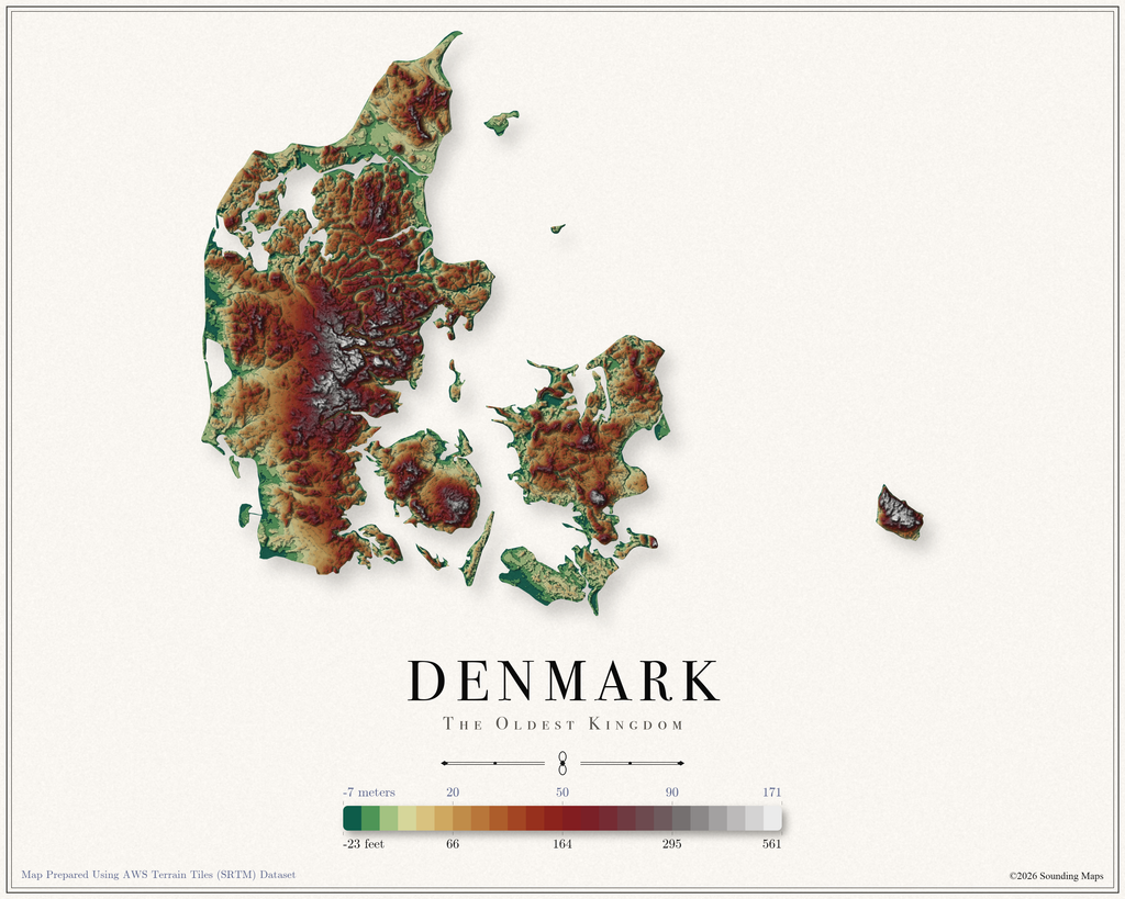 Denmark Elevation Map