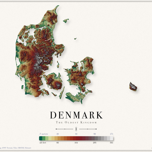 Denmark Elevation Map
