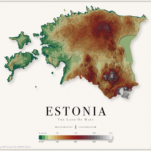 Estonia Elevation Map