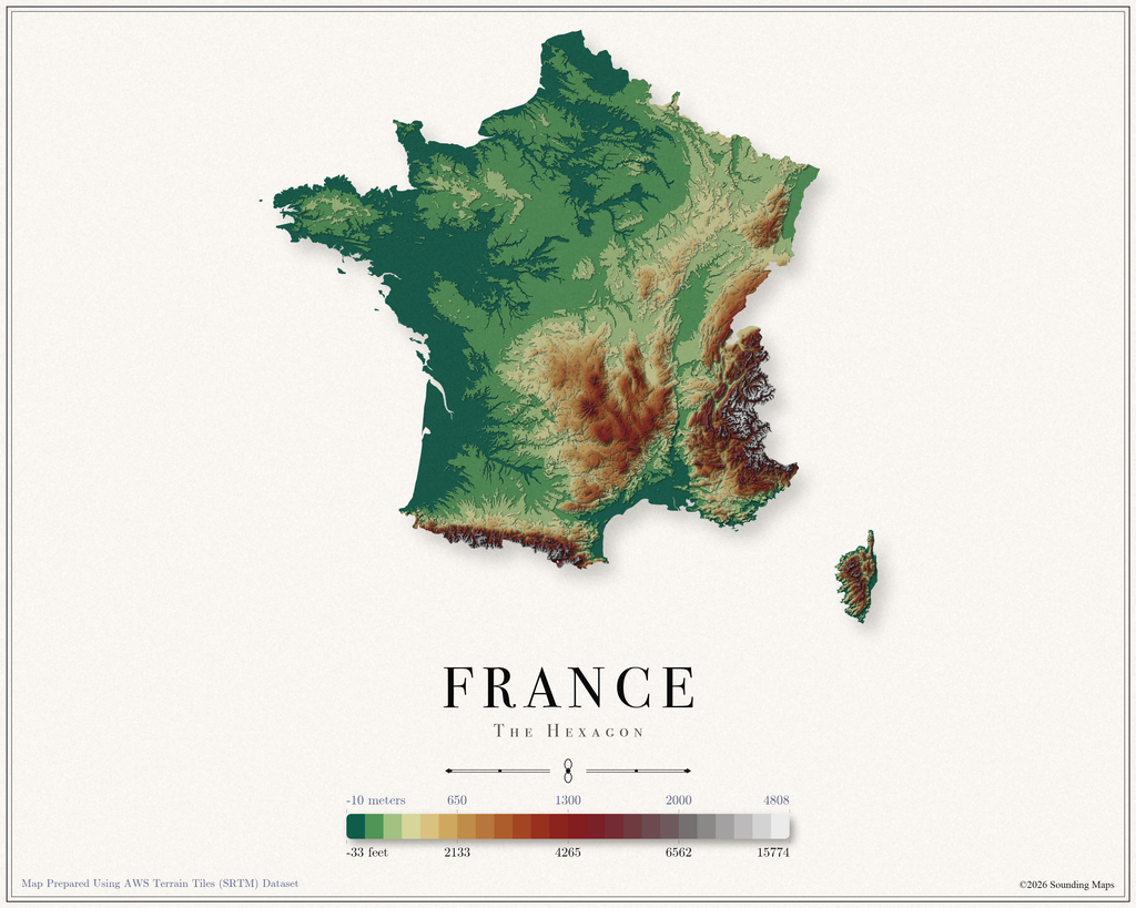 France Elevation Map